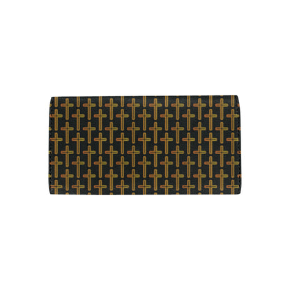 Cross Pattern Print Design 02 Women's Trifold Wallet