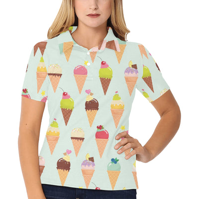 Ice Cream Pattern Print Design 03 Women's Polo Shirt