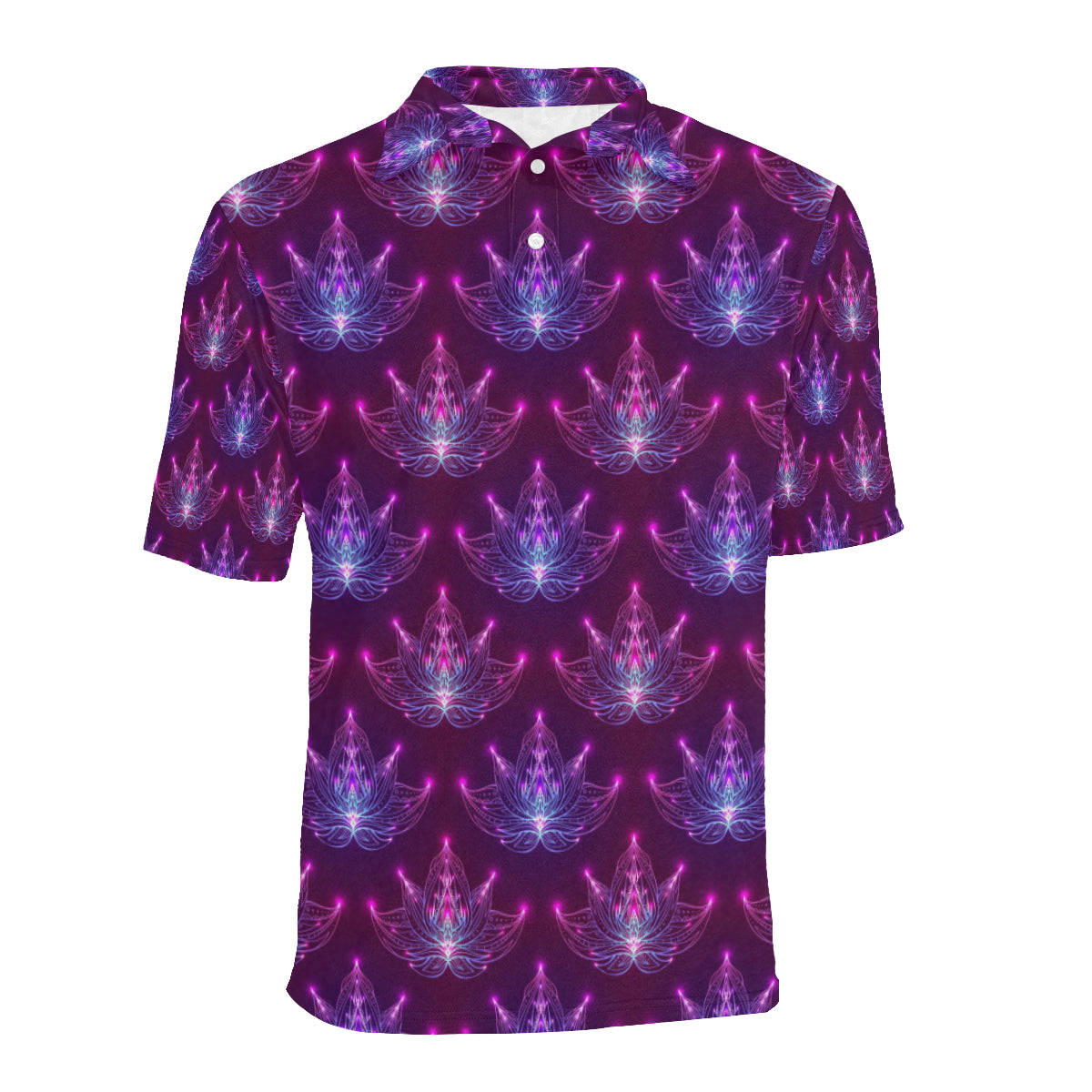 lotus Pattern Print Design LO01 Men Polo Shirt