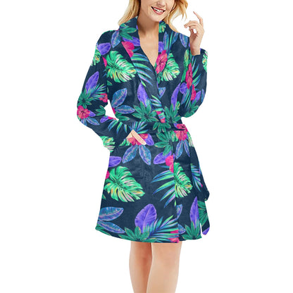 Tropical Flower Pattern Print Design TF09 Women's Fleece Robe