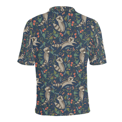 Raccoon Pattern Print Design A02 Men Polo Shirt