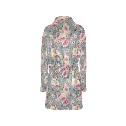 Peony Pattern Print Design PE05 Women's Fleece Robe