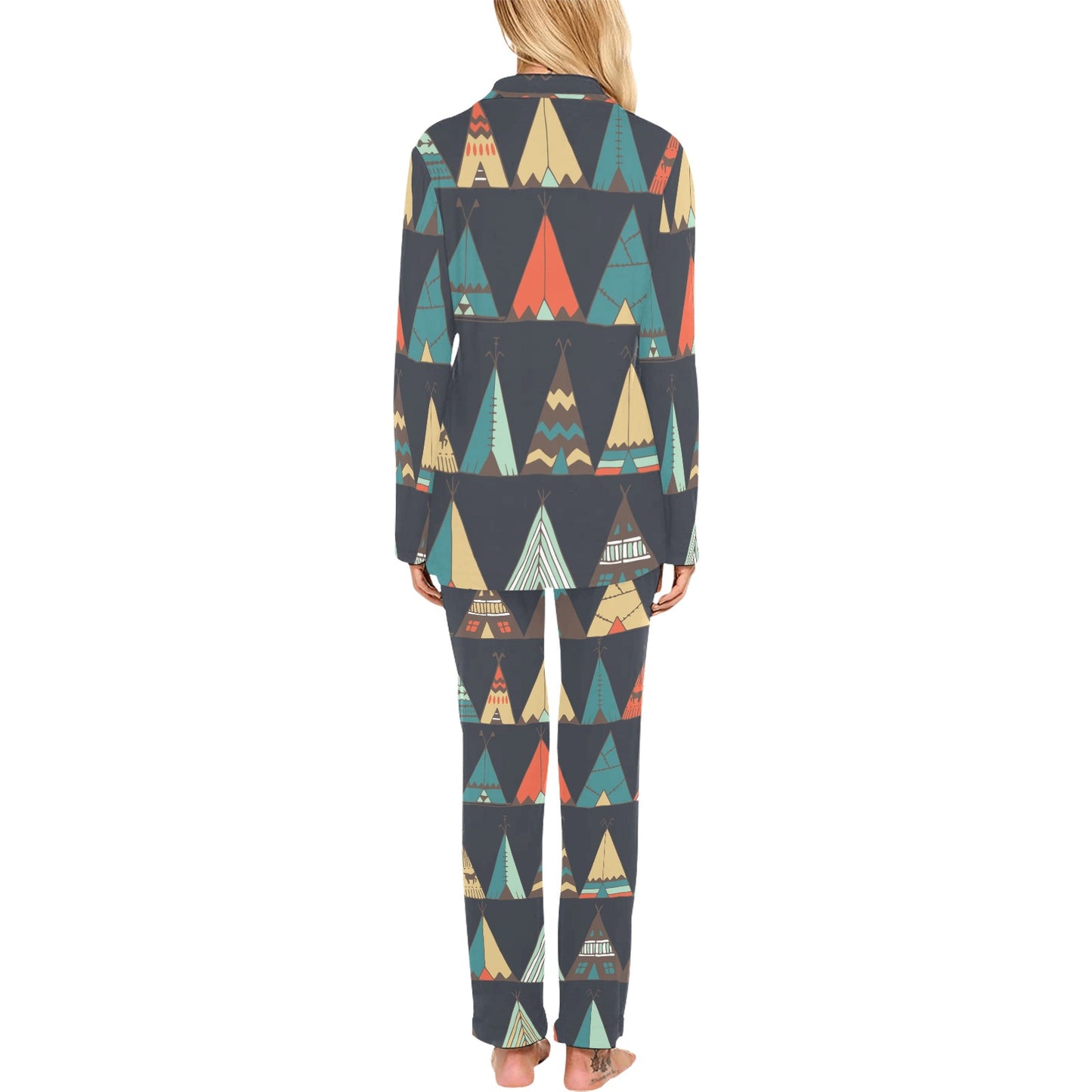 Tribal native american tent Aztec Women's Long Pajama Set
