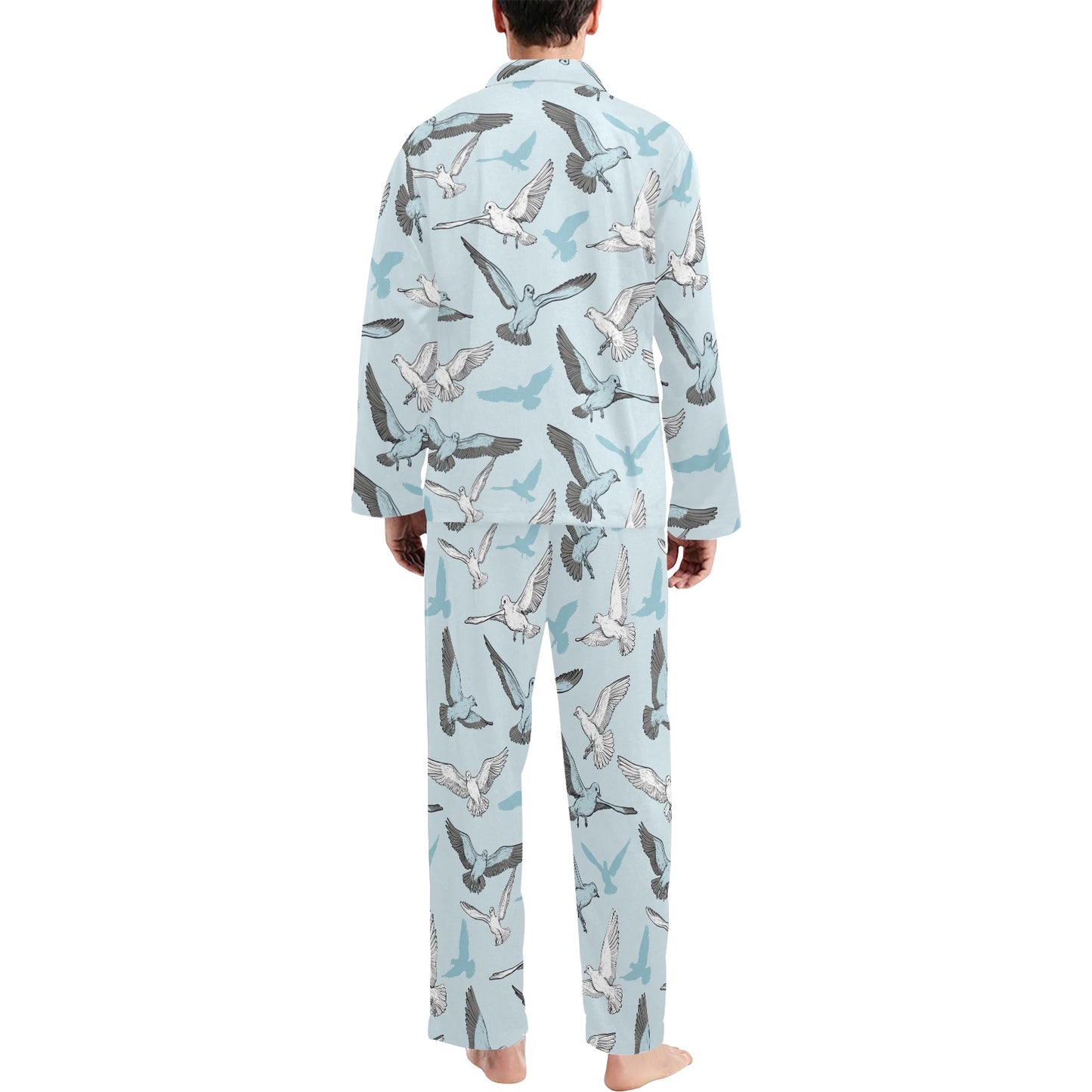Pigeon Pattern Print Design 03 Men's Long Pajama Set