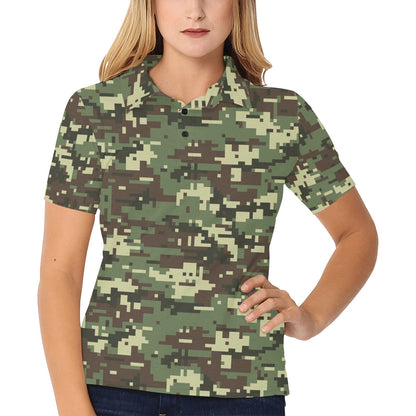 ACU Digital Army Camouflage Women's Polo Shirt
