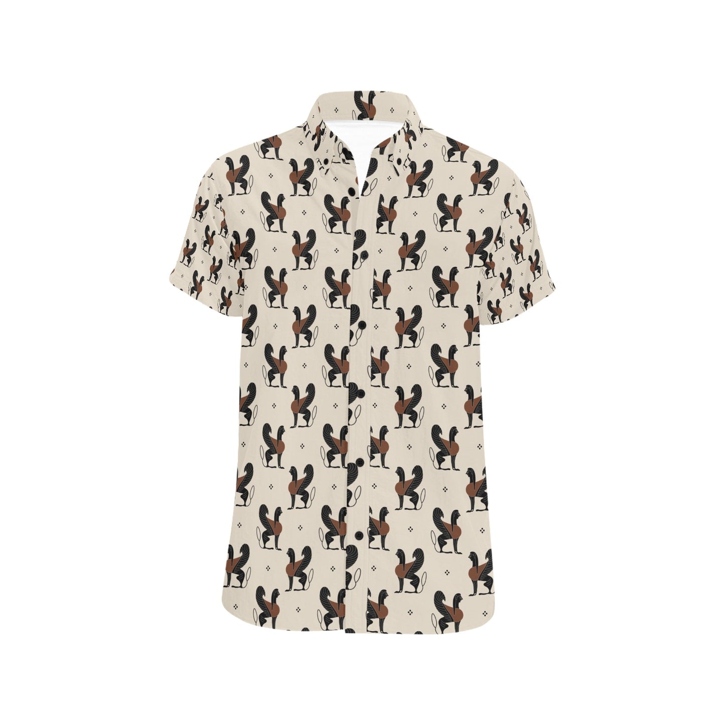 Ancient Greek Print Design LKS3010 Men Short Sleeve Button Up Shirt
