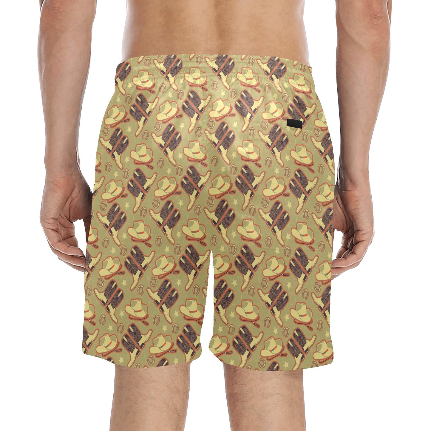 Western Cowboy Themed Men's Swim Trunks Beach Shorts