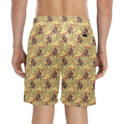 Western Cowboy Themed Men's Swim Trunks Beach Shorts