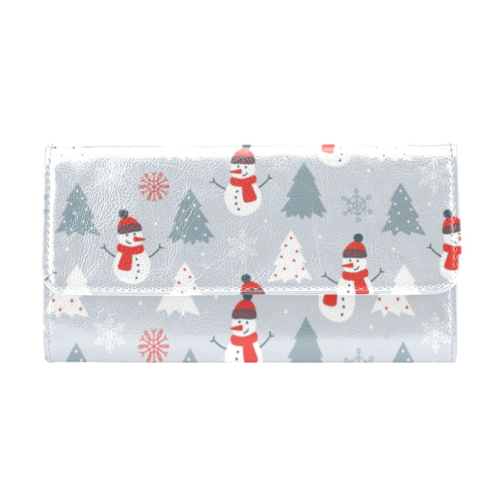 Snowman Print Design LKS302 Women's Trifold Wallet