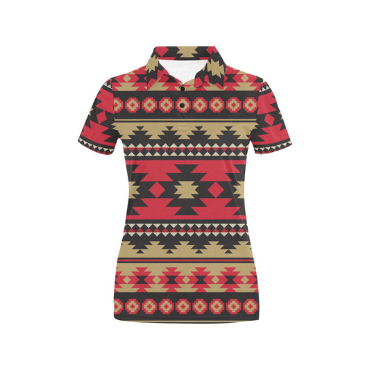 Navajo Pattern Print Design A04 Women's Polo Shirt