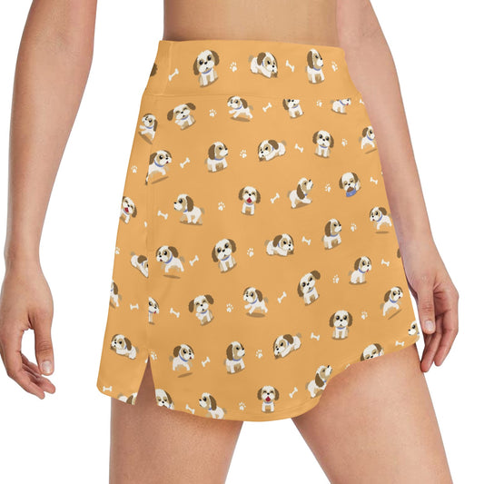 Shih Tzu Print Design LKS304 17" Golf & Pickleball Skort with Pockets