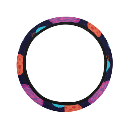 Planet Multicolor Print Design LKS302 Steering Wheel Cover with Elastic Edge