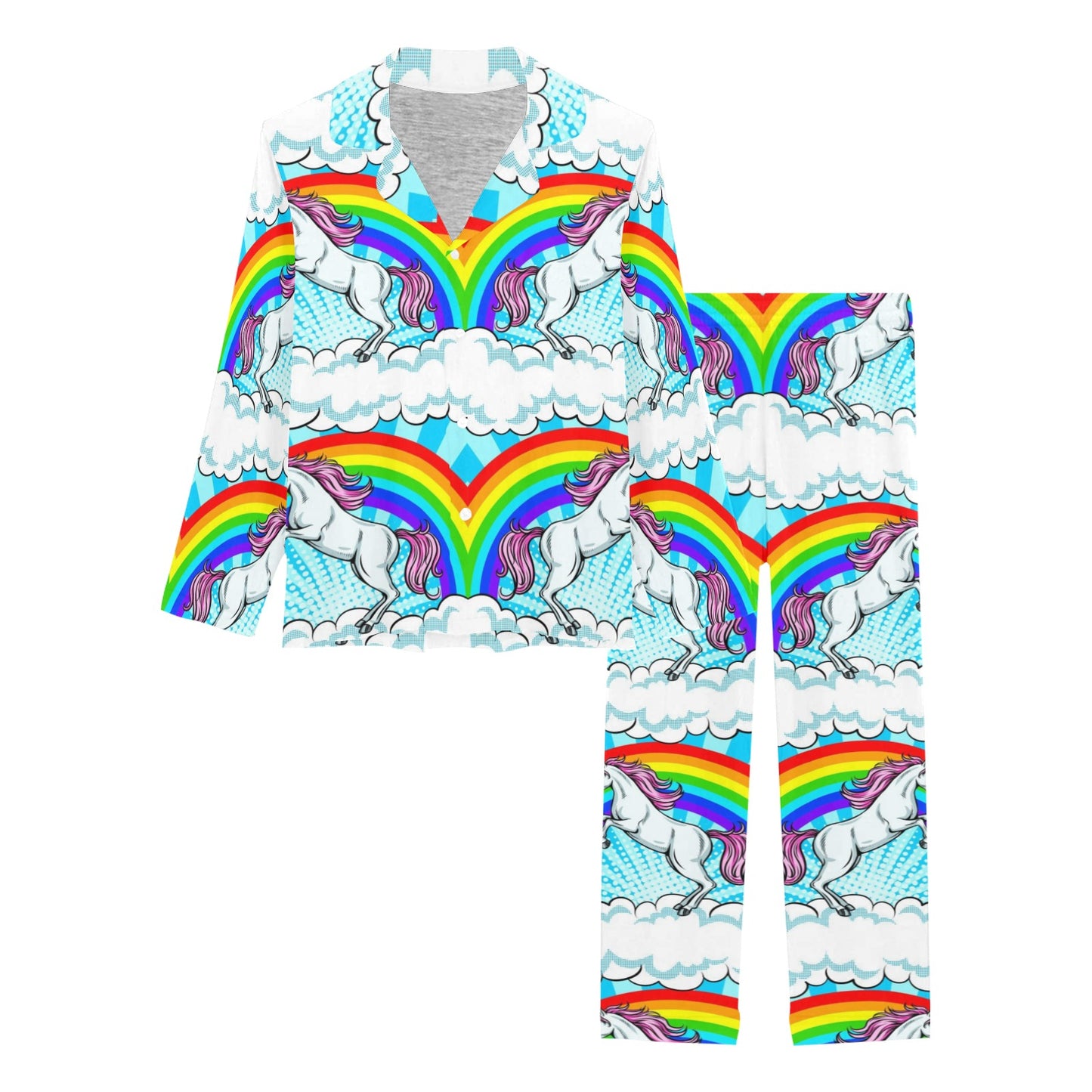 Unicorn Rainbow Women's Long Pajama Set
