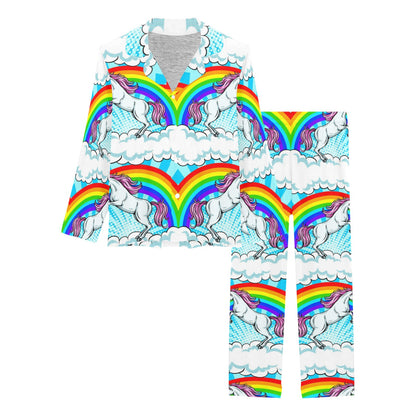 Unicorn Rainbow Women's Long Pajama Set