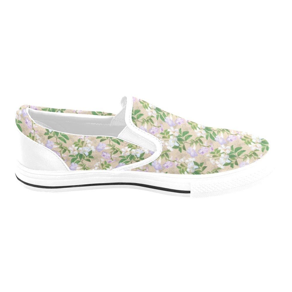 Sampaguita Print Design LKS302 White Slip Ons Canvas Women's Shoes