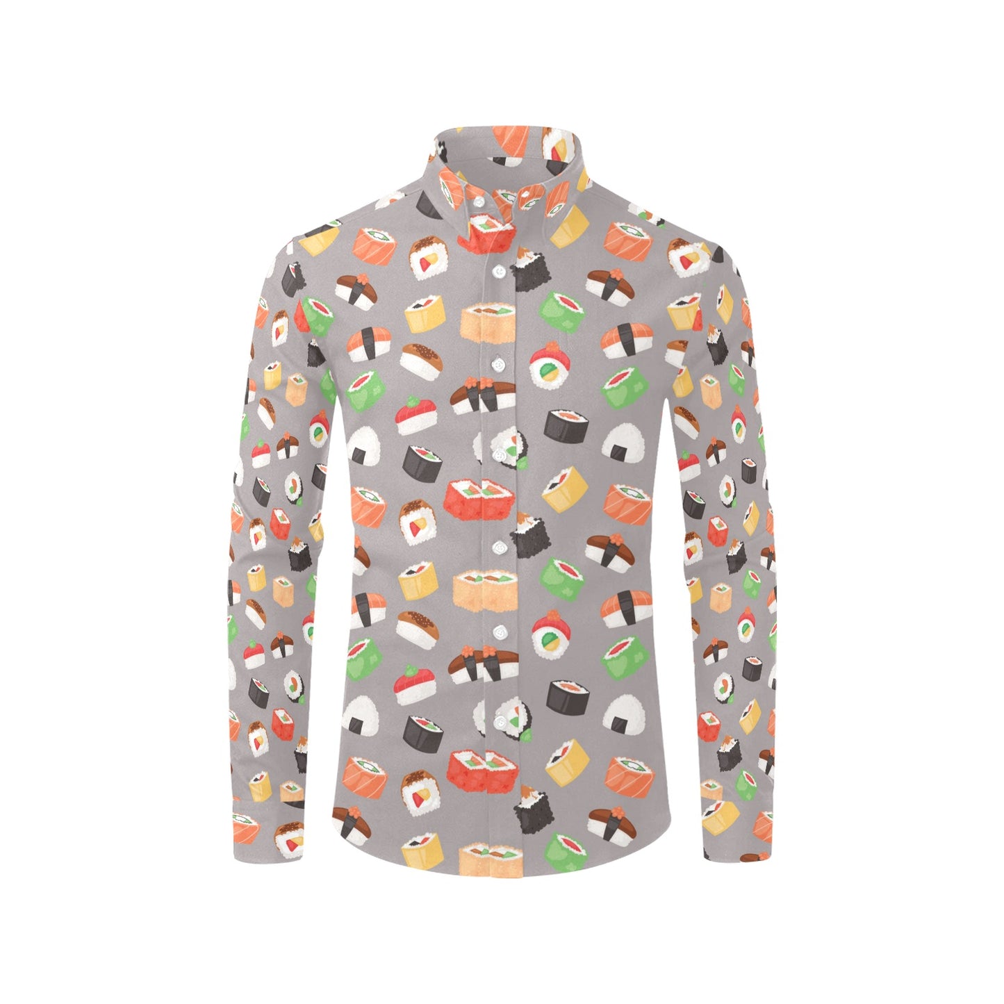 Sushi Print Design LKS307 Men's Long Sleeve Dress Shirt