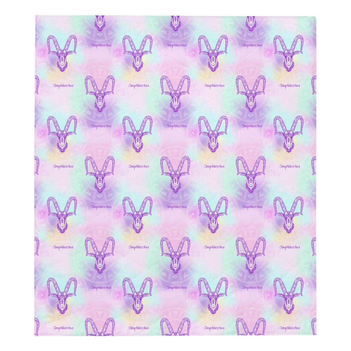 Capricorn Zodiac Pattern Print Design 02 Premium Quilt