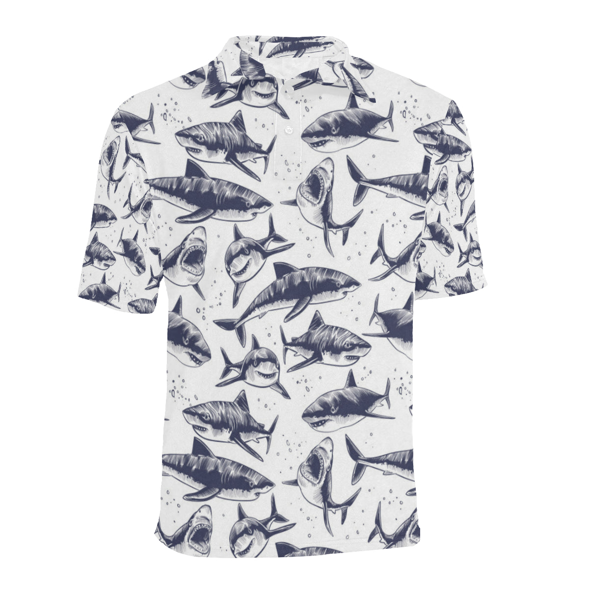 Great White Shark Pattern Print Design 02 Men Polo Shirt
