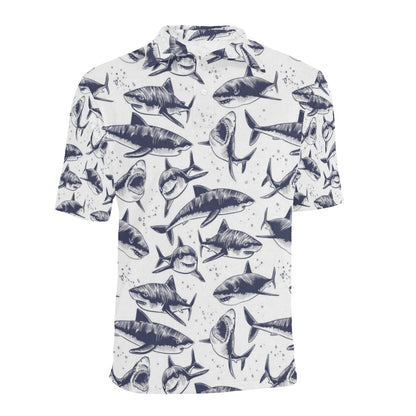Great White Shark Pattern Print Design 02 Men Polo Shirt