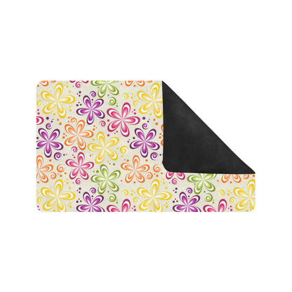 Flower Power Colorful Design Print Rubber Doormat