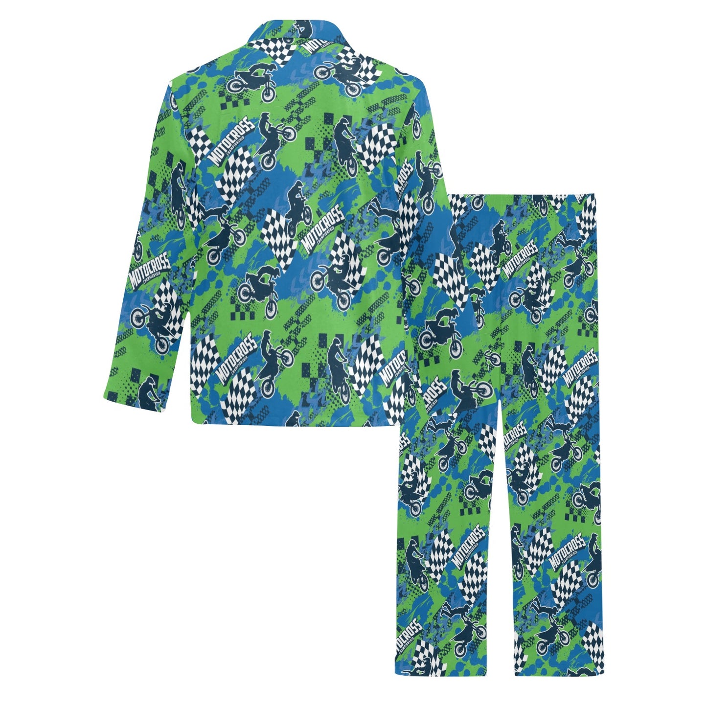 Motocross Pattern Print Design 04 Men's Long Pajama Set