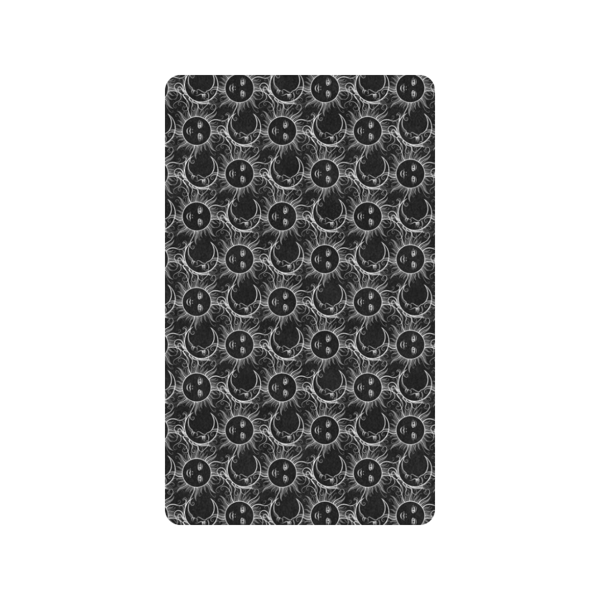 Sun Moon White Design Themed Print Rubber Doormat