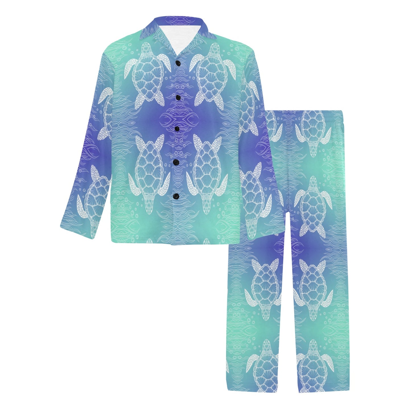 Sea Turtle Draw Men's Long Pajama Set