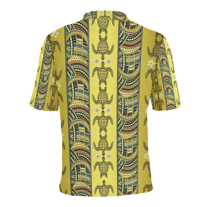 Polynesian Turtle Hawaiian Design Print Men Polo Shirt