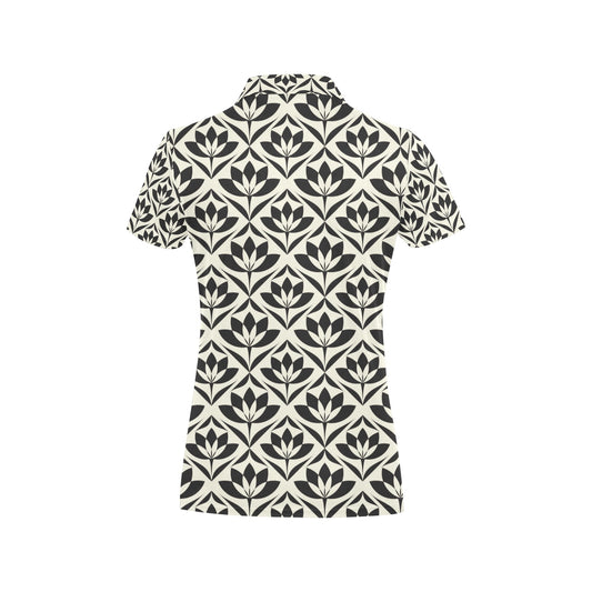 Lotus Pattern Print Women's Polo Shirt