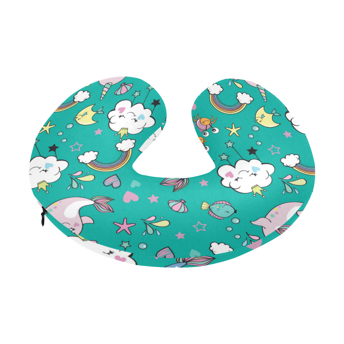 Narwhal Pattern Print Design 04 U-Shaped Travel Neck Pillow