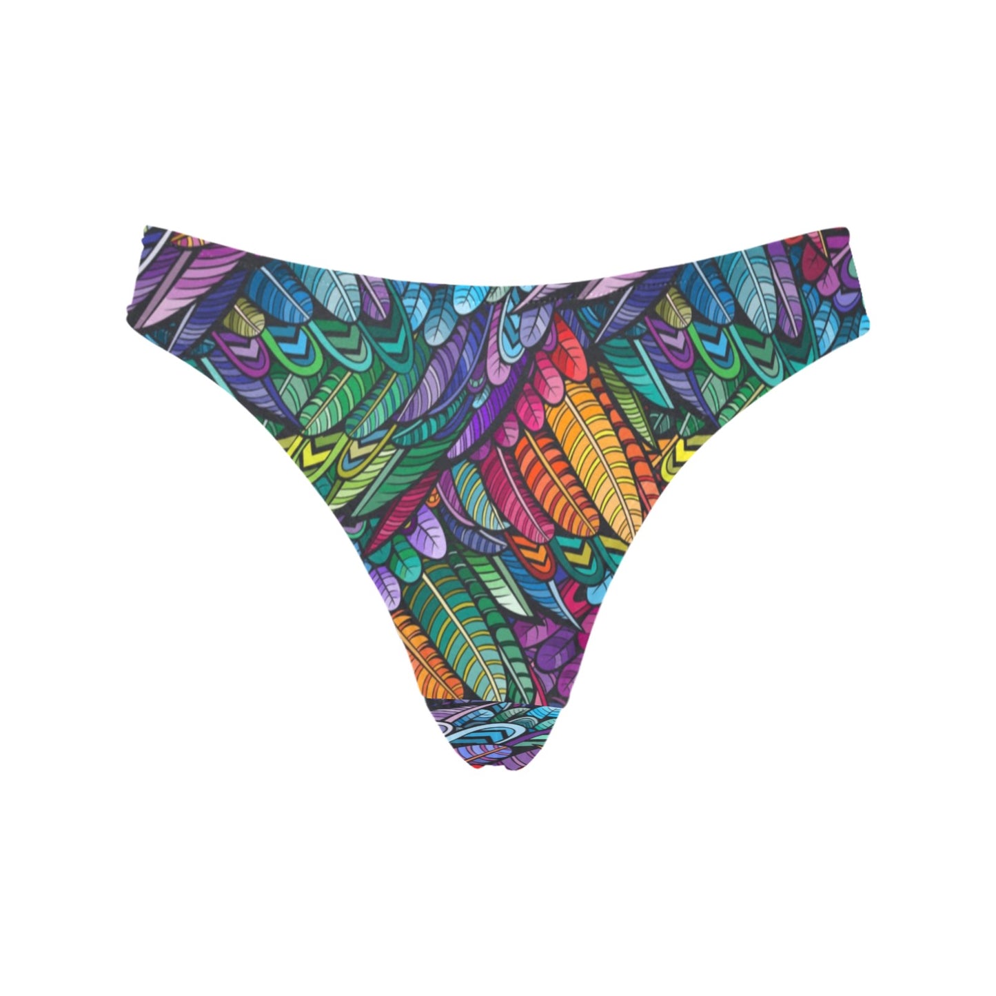 Feather Multicolor Design Print Women's Thongs