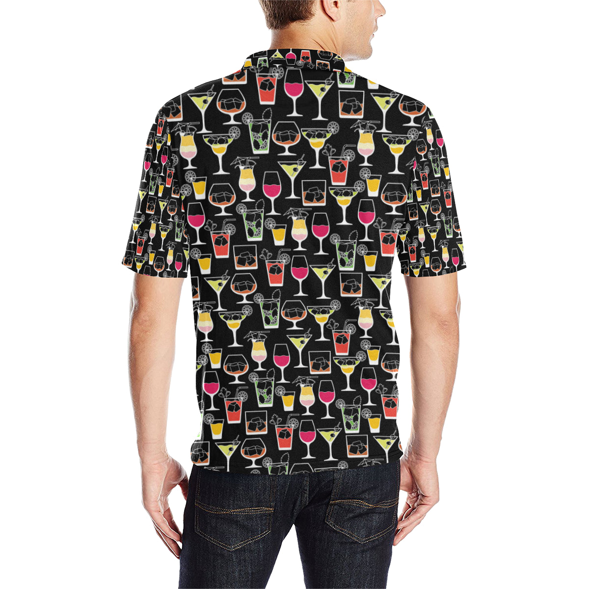 Cocktail Pattern Print Design 01 Men Polo Shirt