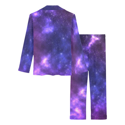 Celestial Purple Blue Galaxy Women's Long Pajama Set