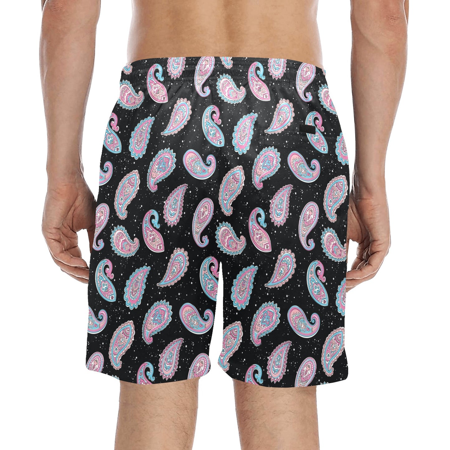 Paisley Pink Design Mandala Print Men's Swim Trunks Beach Shorts