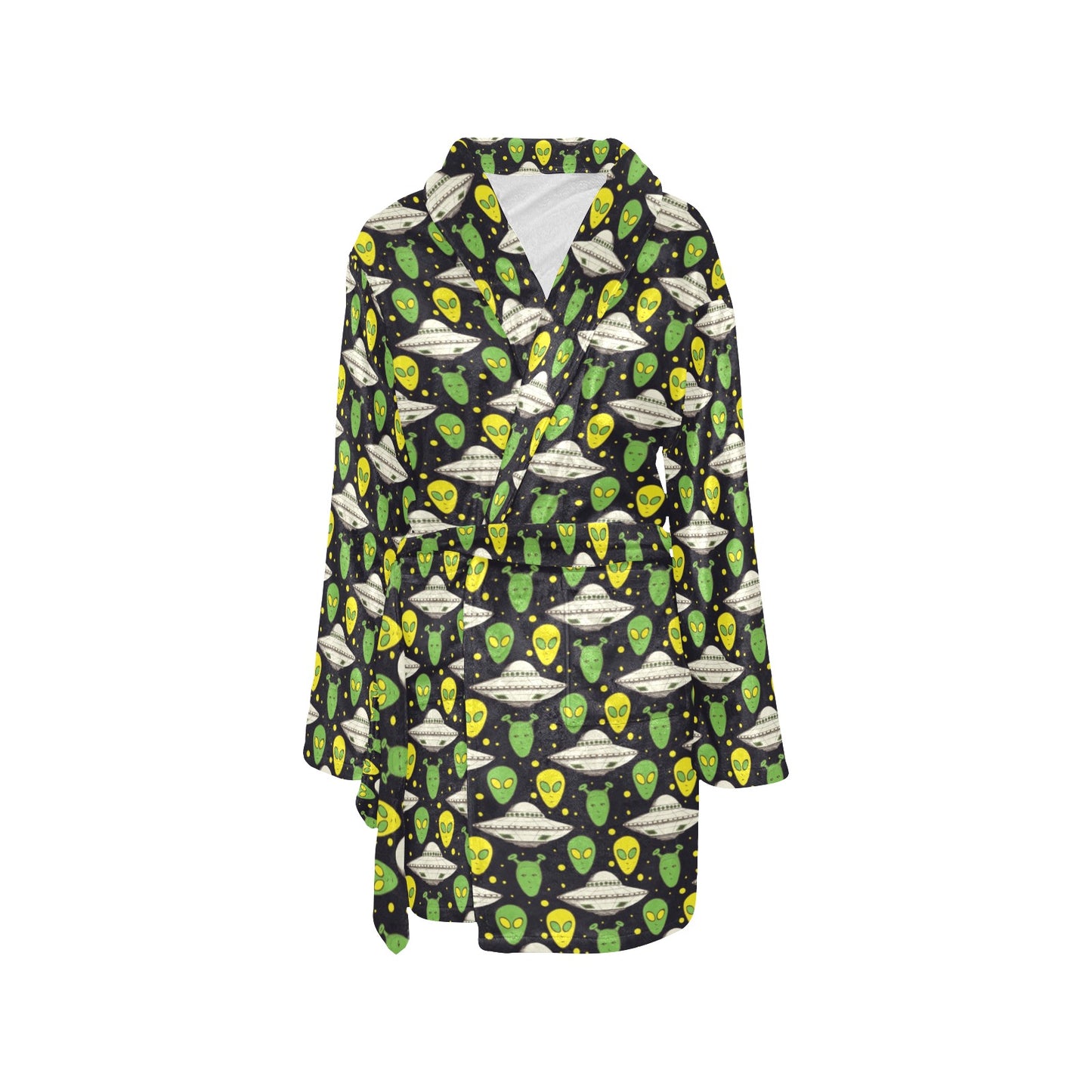 Alien UFO Pattern Women's Fleece Robe