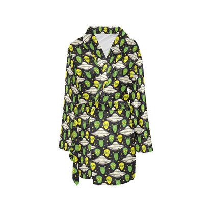 Alien UFO Pattern Women's Fleece Robe