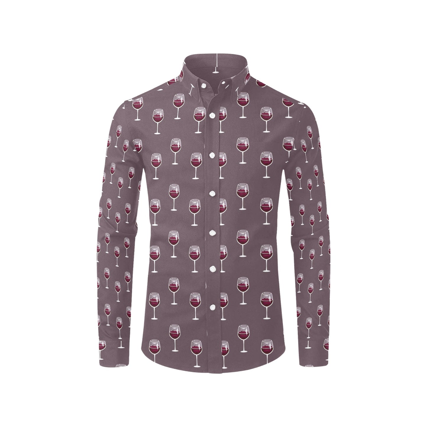 Wine Glass Pattern Print Design LKS305 Men's Long Sleeve Dress Shirt