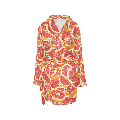 Grapefruit Pattern Print Design GF02 Women's Fleece Robe