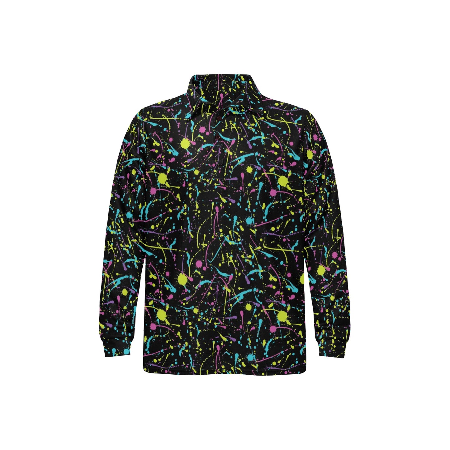 Splatter Multicolor Print Design LKS302 Long Sleeve Polo Shirt For Men's