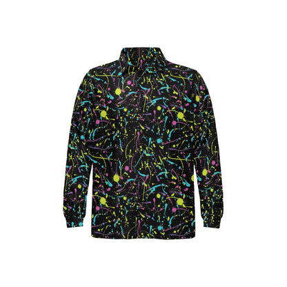 Splatter Multicolor Print Design LKS302 Long Sleeve Polo Shirt For Men's