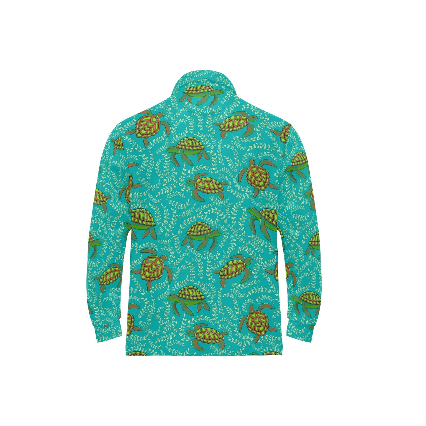 Sea Turtle Pattern Print Design T010 Long Sleeve Polo Shirt For Men's