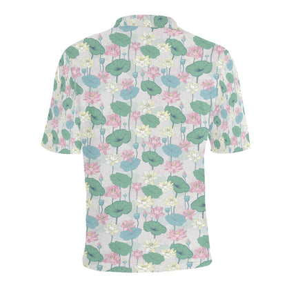 Water Lily Print Design LKS305 Men Polo Shirt