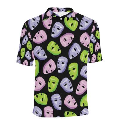Acting Mask Pattern Print Design 04 Men Polo Shirt