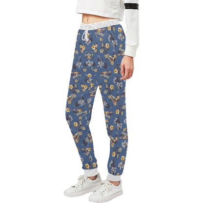 Hawaiian Flower Blue Print Unisex Sweatpants