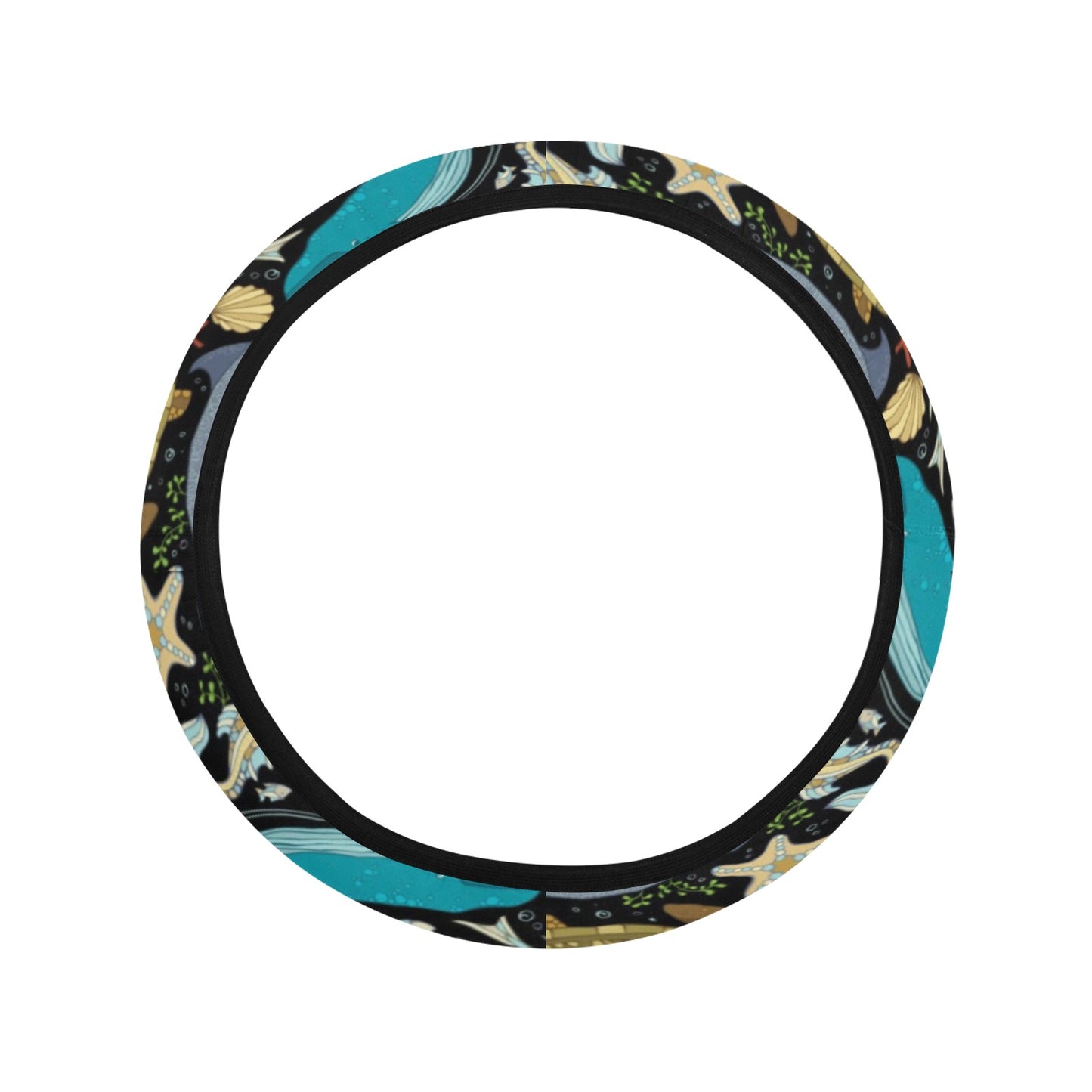 Underwater Animal Print Design LKS301 Steering Wheel Cover with Elastic Edge