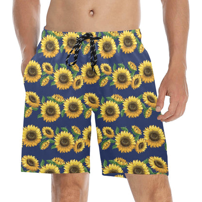 Sunflower Print Design LKS307 Men's Swim Trunks Beach Shorts