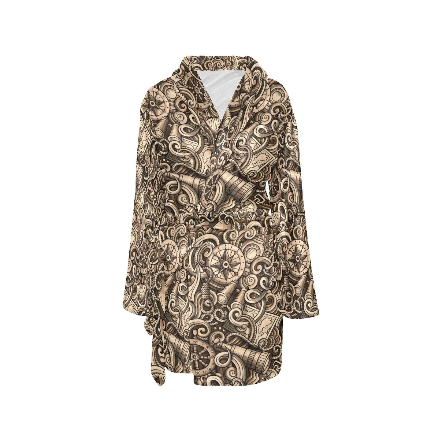 Nautical Tattoo Design Themed Print Women's Fleece Robe
