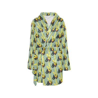 Saxophone Print Design LKS405 Women's Fleece Robe