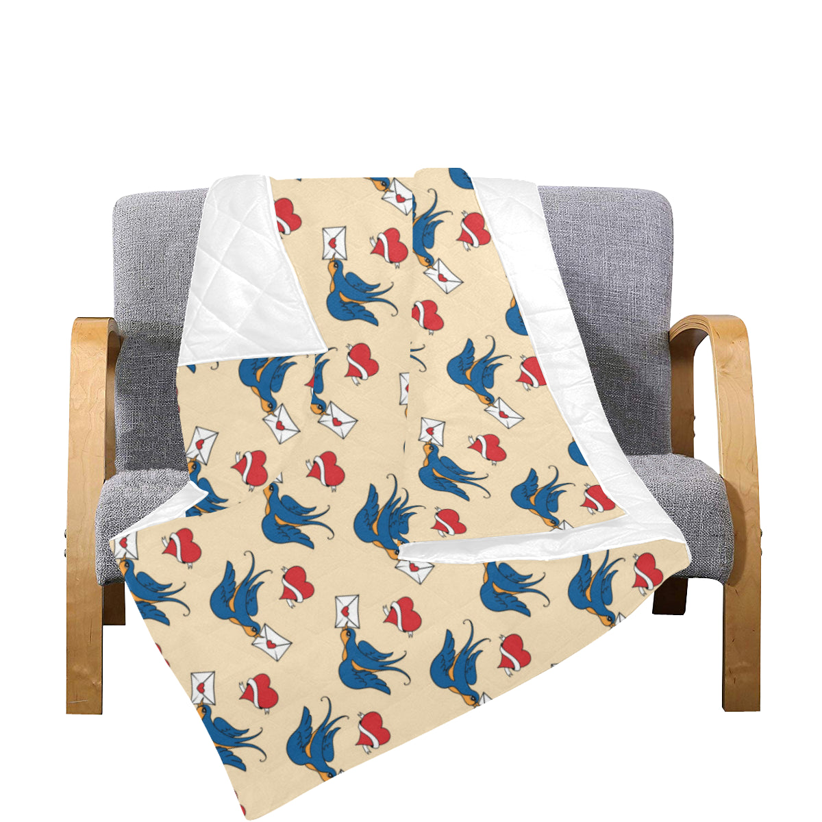 Swallow Bird Pattern Print Design 05 Premium Quilt