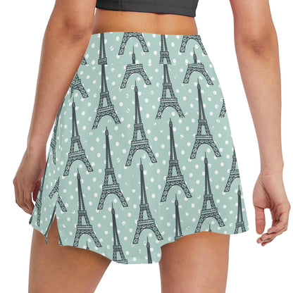 Eiffel Tower Polka Dot Print 17" Golf & Pickleball Skort with Pockets